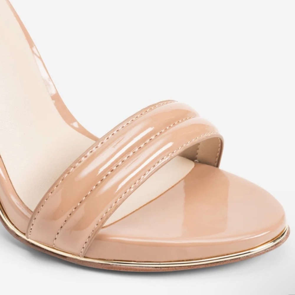 NWT Kenneth Cole Brooke Nude Beige Wet Leather Ankle-Strap High Heel Sandals, 6 - Picture 5 of 5
